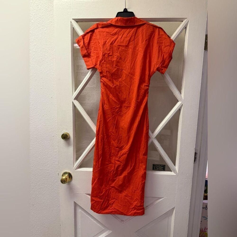 Saunders Red Ruched Shirt Dress - Picture 8 of 8